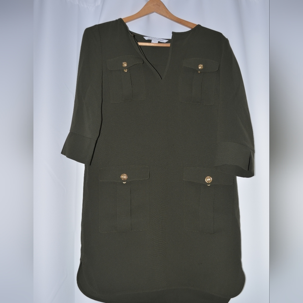 Diane von Furstenberg, army green dress, size small